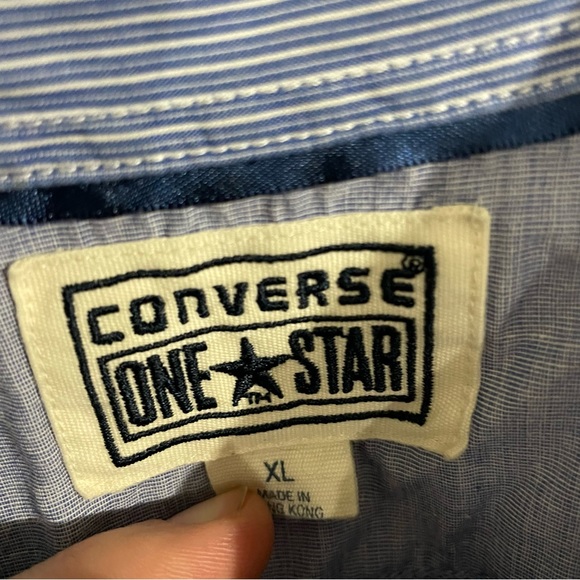 Converse one star button down shirt mens size XL blue white - Picture 2 of 3